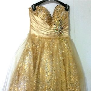 Clarisse Gold Short Formal Prom Dress